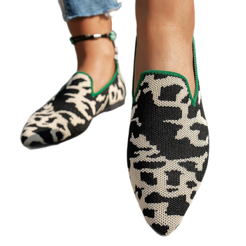 Γυναικεία loafers Flyknit με λεοπάρ μοτίβο, slip-on, PVC σόλα
