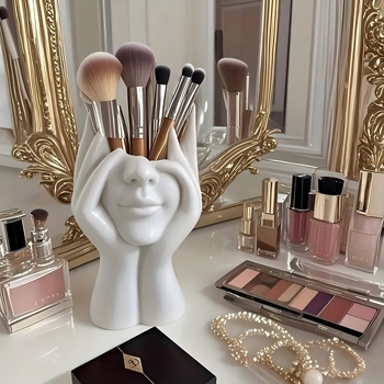 Organizator de birou pentru pixuri și pensule de machiaj, corp rotund PP, depozitare desktop multifuncțional, obiect decorativ (Model B-121, Material PP, Formă: Rotund)