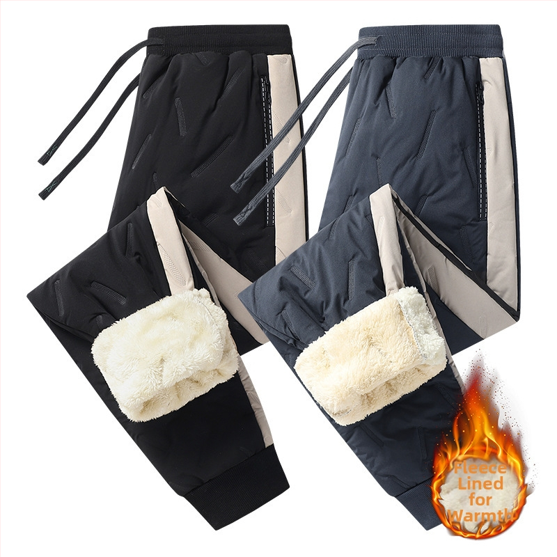 Мъжки панталони с поларено вътрешно покритие, свободна кройка, ветроустойчиви, Vinylon платно