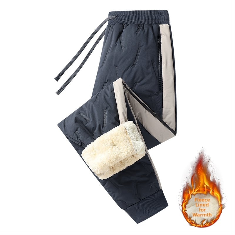 Мъжки панталони с поларено вътрешно покритие, свободна кройка, ветроустойчиви, Vinylon платно