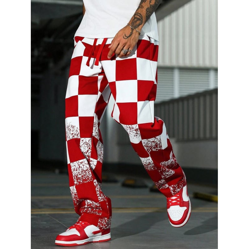 Pantaloni cu imprimeu leopard, croială lejeră, lungime de 9/10, bumbac natural (CVC), întindere ușoară