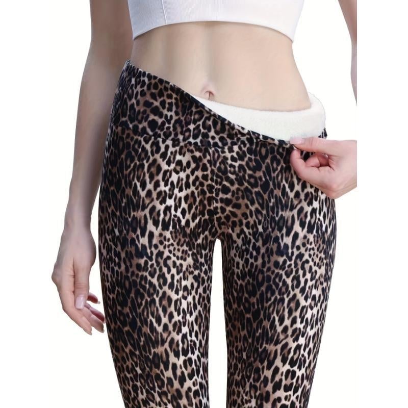 Σετ ζεστά παντελόνια με λεοπάρ σχέδιο και φαρδύ ζωνάρι — ακρυλικό, ultra-thick ύφασμα 501-600 g/m² (Mitsubishi Mipolam)