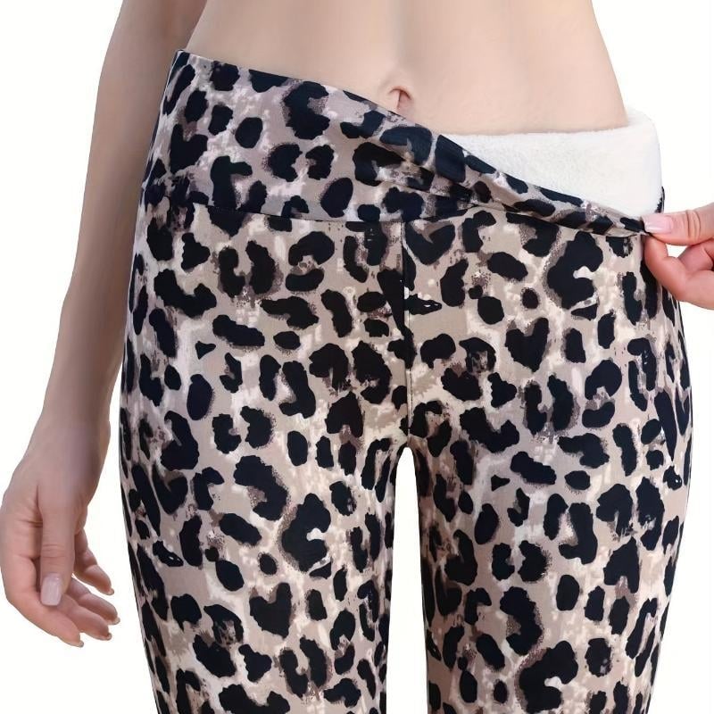 Σετ ζεστά παντελόνια με λεοπάρ σχέδιο και φαρδύ ζωνάρι — ακρυλικό, ultra-thick ύφασμα 501-600 g/m² (Mitsubishi Mipolam)
