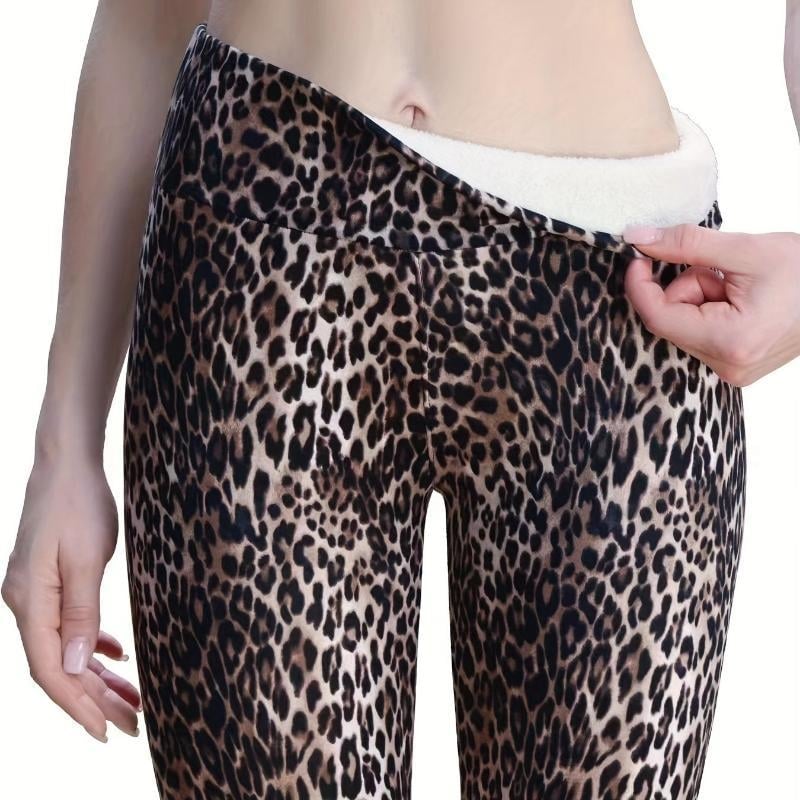 Σετ ζεστά παντελόνια με λεοπάρ σχέδιο και φαρδύ ζωνάρι — ακρυλικό, ultra-thick ύφασμα 501-600 g/m² (Mitsubishi Mipolam)