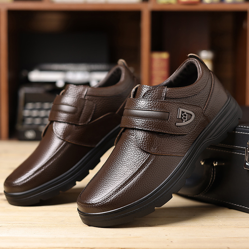 Vīriešu ādas kurpes ar pilnpielu liellopa ādu, apaļa purngala, mīksta zole, modelis XC915