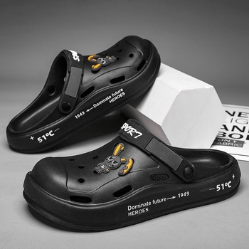 Vīriešu Waffle kurpes - EVA slip-on, pirksts zivju mutei, vidējā papēža augstums 3-5 cm, Velcro aizdare