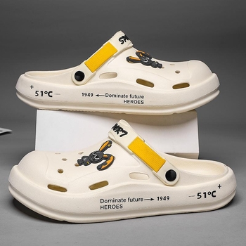 Vīriešu Waffle kurpes - EVA slip-on, pirksts zivju mutei, vidējā papēža augstums 3-5 cm, Velcro aizdare