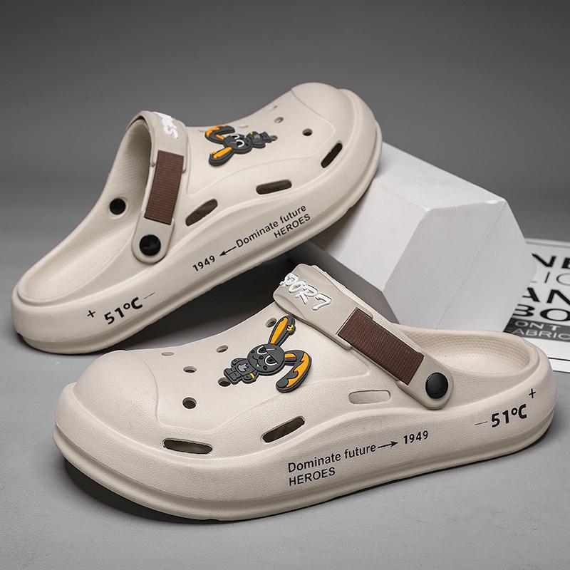 Vīriešu Waffle kurpes - EVA slip-on, pirksts zivju mutei, vidējā papēža augstums 3-5 cm, Velcro aizdare