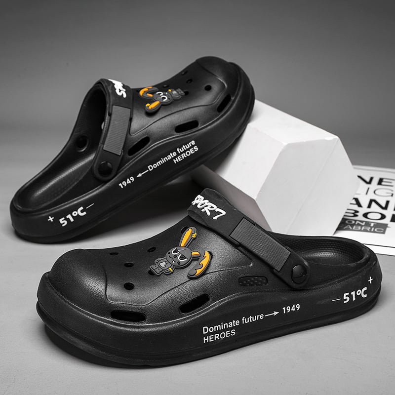 Vīriešu Waffle kurpes - EVA slip-on, pirksts zivju mutei, vidējā papēža augstums 3-5 cm, Velcro aizdare