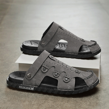 Férfi nyári strandsandálok – laza viselet a strandon és vezetéshez is, slip-on, textil felsőrész, MD talp