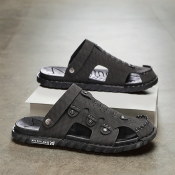 Férfi nyári strandsandálok – laza viselet a strandon és vezetéshez is, slip-on, textil felsőrész, MD talp