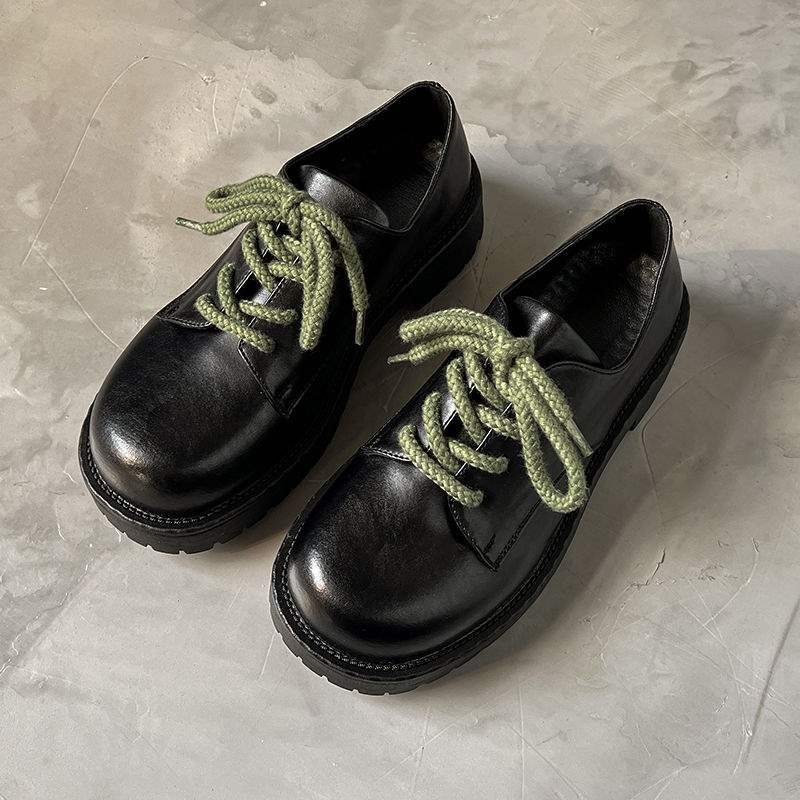 Ādas slip-on loafer apavi ar palielinošu zoli, britu stils, svītrainais raksts (Augšdaļa: Ultra-Fiber Leather • Zole: Rubber • Raksts: Stripes)