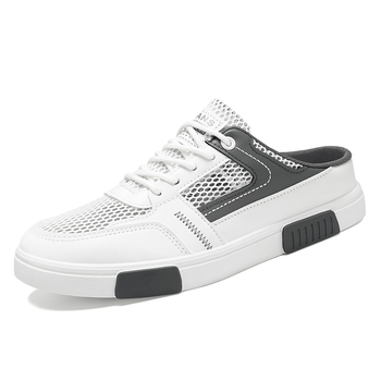 Muške casual sandale s prozračnim mrežastim unutrašnjim dijelom, PU gornji dio, gumeni potplat, niski profil, vezanje