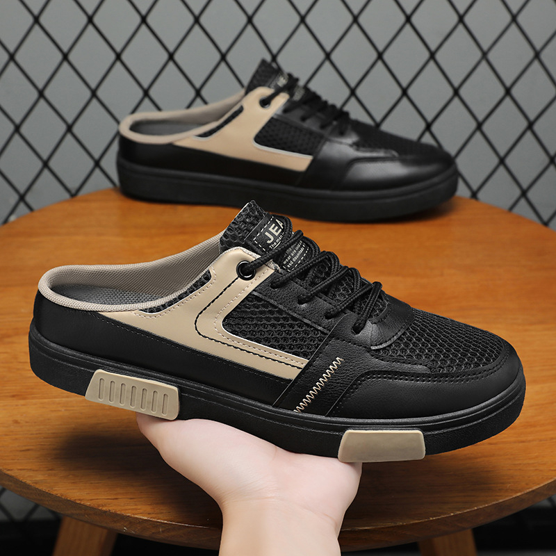 Muške casual sandale s prozračnim mrežastim unutrašnjim dijelom, PU gornji dio, gumeni potplat, niski profil, vezanje