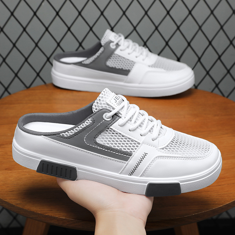 Muške casual sandale s prozračnim mrežastim unutrašnjim dijelom, PU gornji dio, gumeni potplat, niski profil, vezanje