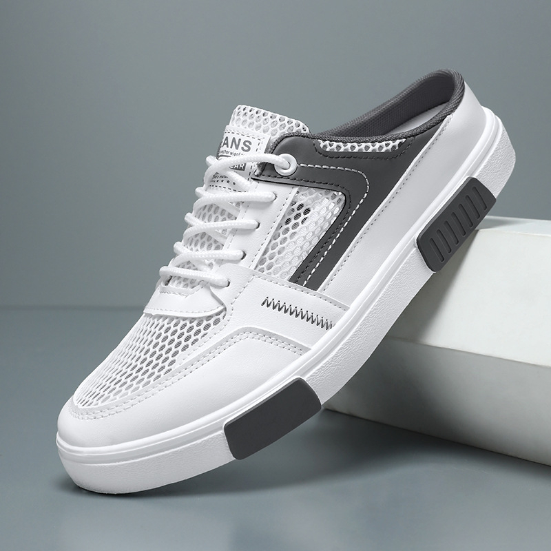 Muške casual sandale s prozračnim mrežastim unutrašnjim dijelom, PU gornji dio, gumeni potplat, niski profil, vezanje