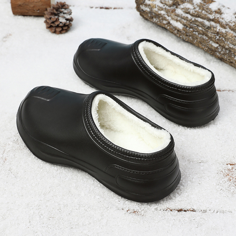 Vyriskos žieminės EVA šlepetės – lengvos, atsparios slydimui, šiltos; EVA viršus ir padas, storas padas, slip-on