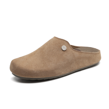 Γυναικείες παντόφλες Slip-On με επάνω μέρος από σουέδες και επένδυση από σουέδες, μονοχρωματικό σχέδιο, μαλακή πλαστική σόλα, κλειστό δάχτυλο, καθημερινή άνεση