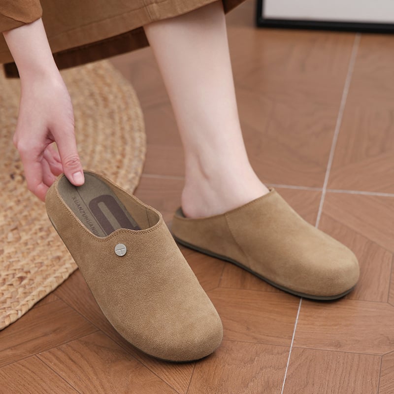 Papuci de femei Slip-On din velur, cu căptușeală din velur, model solid, talpă din plastic moale, vârf închis, confort zilnic