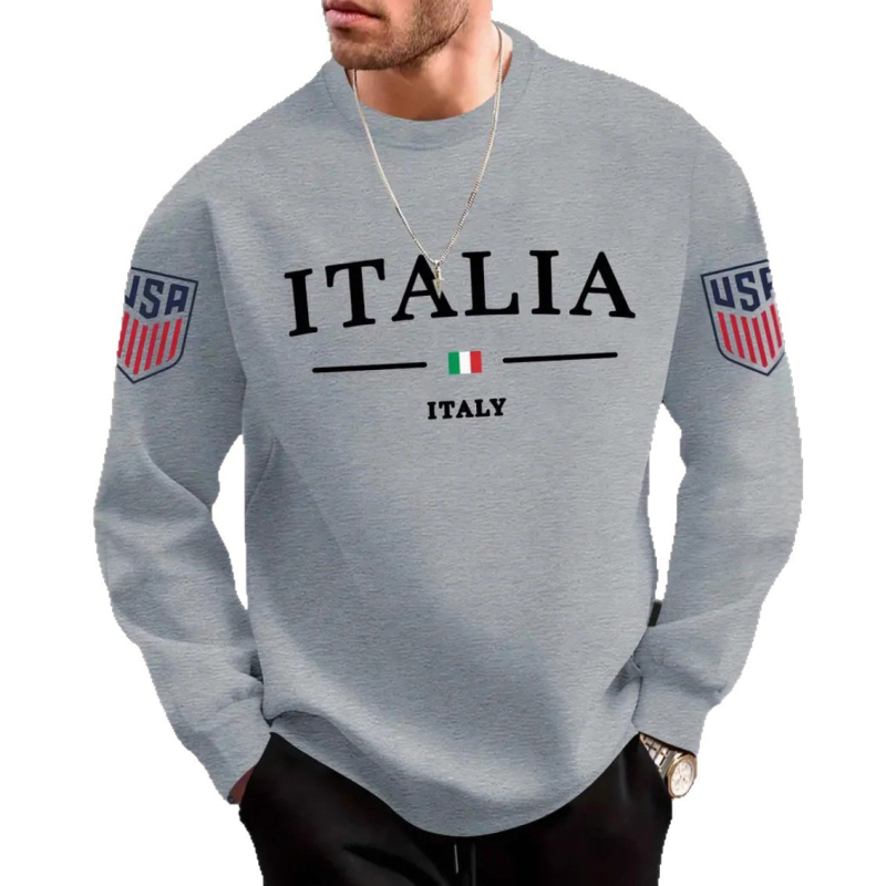 Duks s printom, opuštena kroj, okrugli izrez, dugi rukav, poliester 96%+