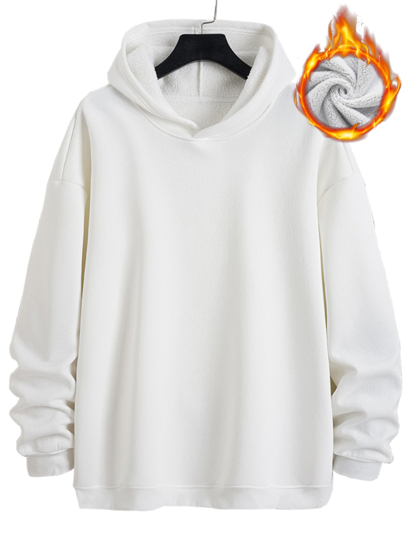 Férfi kapucnis pulóver téli viselet, fleece-bélés, hosszú ujjú, normál szabás