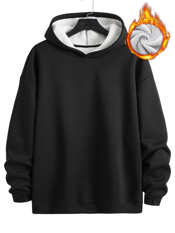 Férfi kapucnis pulóver téli viselet, fleece-bélés, hosszú ujjú, normál szabás