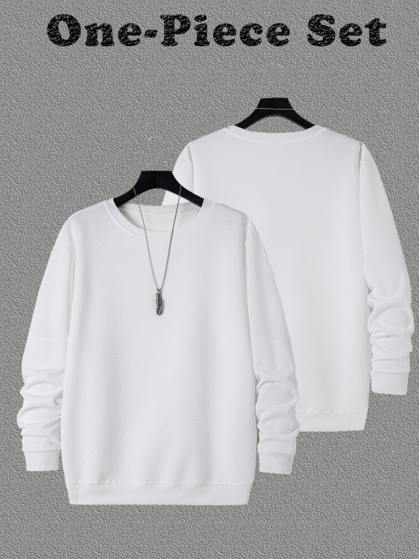 Пуловер суитшърт с кръгла яка, дълги ръкави с маншети, полиестер 97% + спандекс 3%, машинно шиене, зимно облекло, спортно-ежедневен стил, рибован подгъв