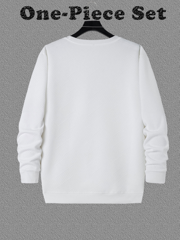 Пуловер суитшърт с кръгла яка, дълги ръкави с маншети, полиестер 97% + спандекс 3%, машинно шиене, зимно облекло, спортно-ежедневен стил, рибован подгъв