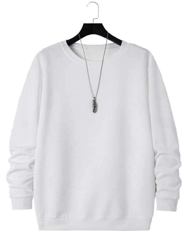 Пуловер суитшърт с кръгла яка, дълги ръкави с маншети, полиестер 97% + спандекс 3%, машинно шиене, зимно облекло, спортно-ежедневен стил, рибован подгъв