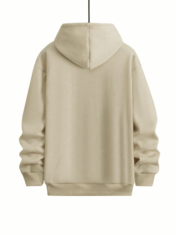 Vīriešu kapucētais džemperis - Geometriska burti drukāšana, Poliesteris audums, Priekšējā kabata, Garas piedurknes, Brīvs griezums Korejas stilā