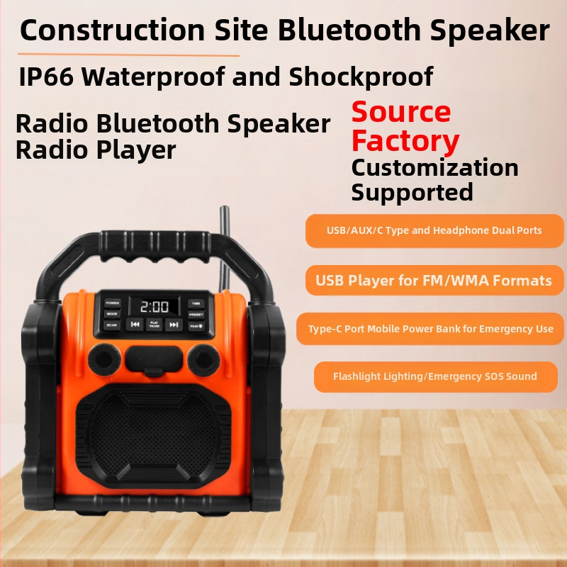 Vodootporan Bluetooth zvučnik s radiom i LED svjetlom, IPX6, Bluetooth 5.1, ugrađena baterija 2000-4000 mAh, frekvencijski raspon 40 Hz-20 kHz, domet >10 m