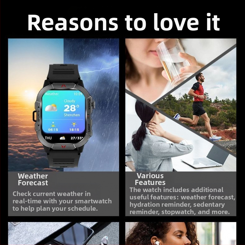 Sporta viedpulkstenis skrējējiem ar soļu skaitīšanu, sirdsdarbības uzraudzību, SpO2 un asinsspiedienu, alumīnija korpuss