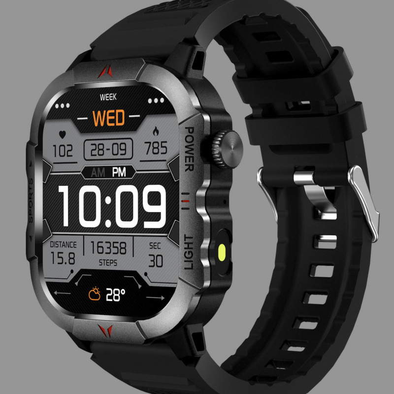 Sporta viedpulkstenis skrējējiem ar soļu skaitīšanu, sirdsdarbības uzraudzību, SpO2 un asinsspiedienu, alumīnija korpuss