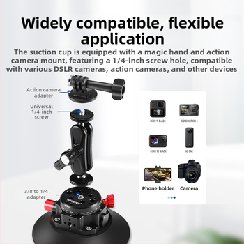 Neewer Κεφαλή Γιμπάλ από Αλουμίνιο Κράμα με Βεντούζα για Κάμερα/Τηλέφωνο/GoPro — Ισχυρή Πρόσφυση, Σταθερή Βάση Αυτοκινήτου