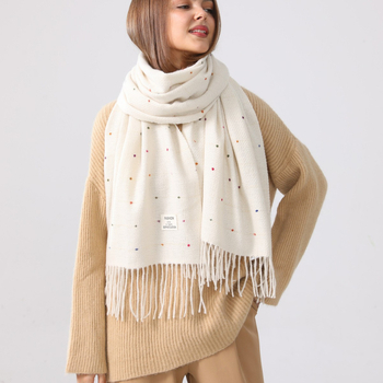 Kašmira šalle ziemai, warp-knitted audums, siltums, vidēja garuma, biroja stila, preces kods YR331