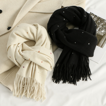 Kašmira šalle ziemai, warp-knitted audums, siltums, vidēja garuma, biroja stila, preces kods YR331