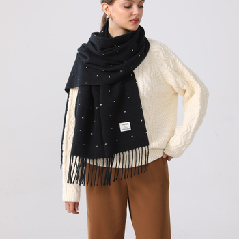 Kašmira šalle ziemai, warp-knitted audums, siltums, vidēja garuma, biroja stila, preces kods YR331