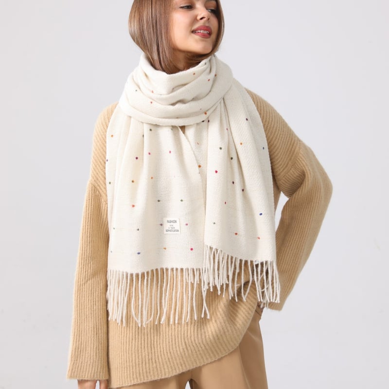 Kašmira šalle ziemai, warp-knitted audums, siltums, vidēja garuma, biroja stila, preces kods YR331