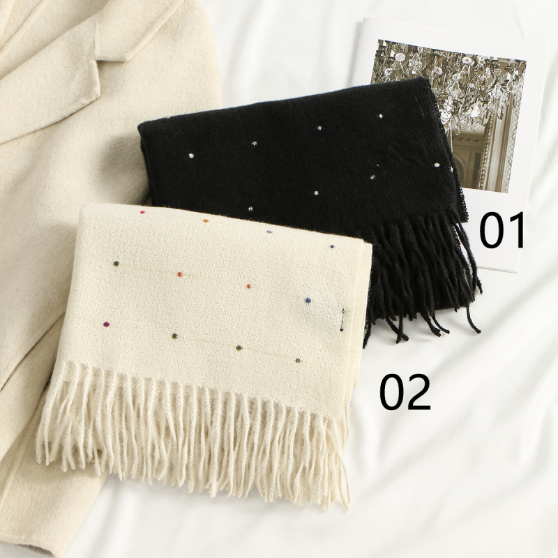 Kašmira šalle ziemai, warp-knitted audums, siltums, vidēja garuma, biroja stila, preces kods YR331