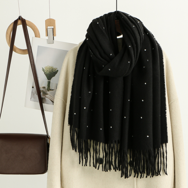 Kašmira šalle ziemai, warp-knitted audums, siltums, vidēja garuma, biroja stila, preces kods YR331