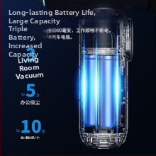 Bežični automobilski usisivač, prijenosni, s usisom 16000 Pa, 5 V, 80 W, punjiv, dvostruka funkcija: usisavanje i puhavanje, model Q518