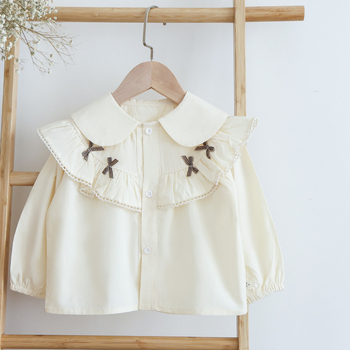 Bluza pentru fetițe din bumbac, decolteu în V, mâneci lungi, culoare solidă, 95% bumbac, pentru 0–12 luni