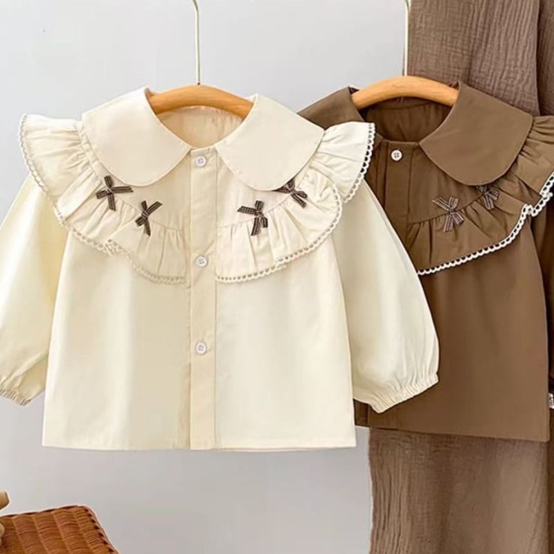 Bluza pentru fetițe din bumbac, decolteu în V, mâneci lungi, culoare solidă, 95% bumbac, pentru 0–12 luni