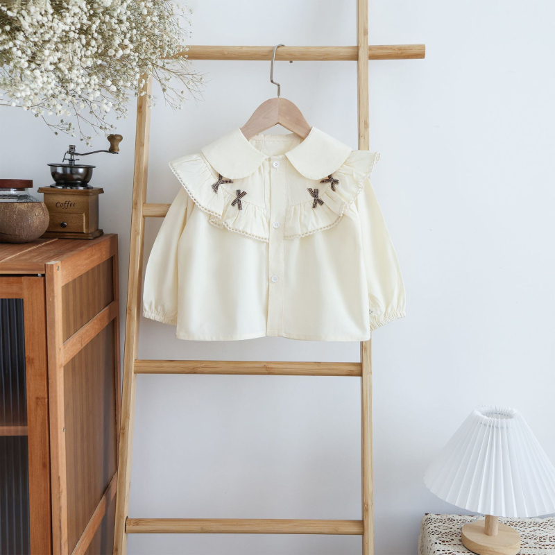 Bluza pentru fetițe din bumbac, decolteu în V, mâneci lungi, culoare solidă, 95% bumbac, pentru 0–12 luni