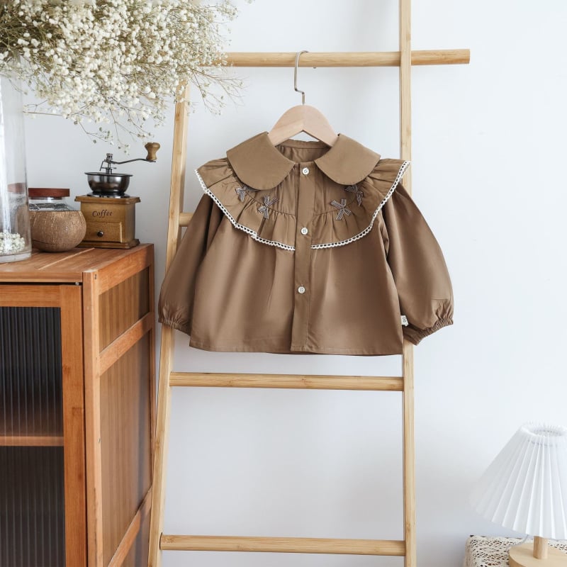 Bluza pentru fetițe din bumbac, decolteu în V, mâneci lungi, culoare solidă, 95% bumbac, pentru 0–12 luni