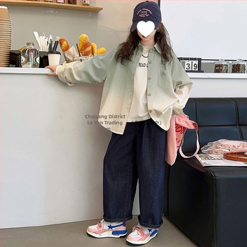 Cămașă pentru fete - guler dublu, mâneci lungi, model cu litere, material principal: păr de iepure (91–95%)