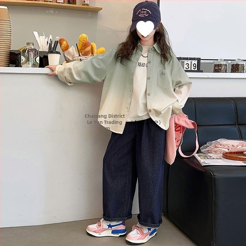 Detská košeľa pre dievčatá - dvojvrstvový golier, dlhé rukávy, vzor s písmenom, hlavný materiál: králičie chlpy (91–95%)