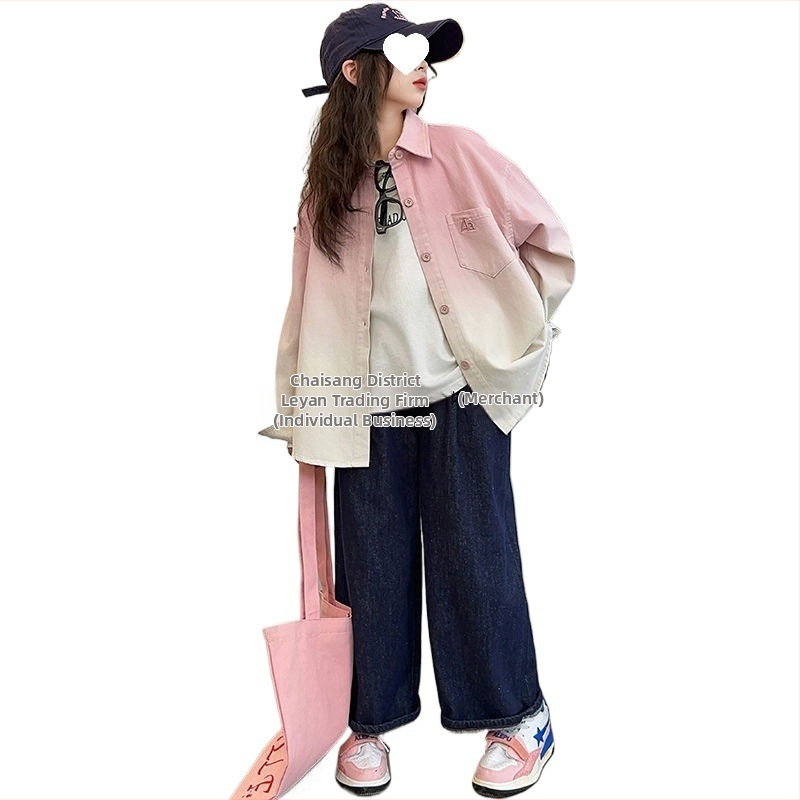 Detská košeľa pre dievčatá - dvojvrstvový golier, dlhé rukávy, vzor s písmenom, hlavný materiál: králičie chlpy (91–95%)