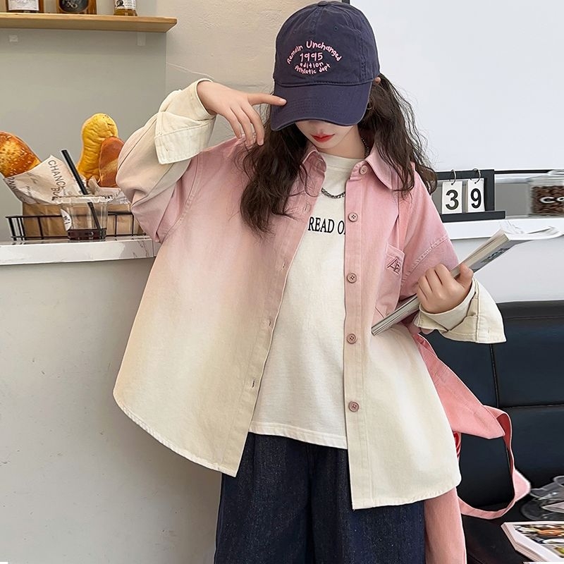 Cămașă pentru fete - guler dublu, mâneci lungi, model cu litere, material principal: păr de iepure (91–95%)