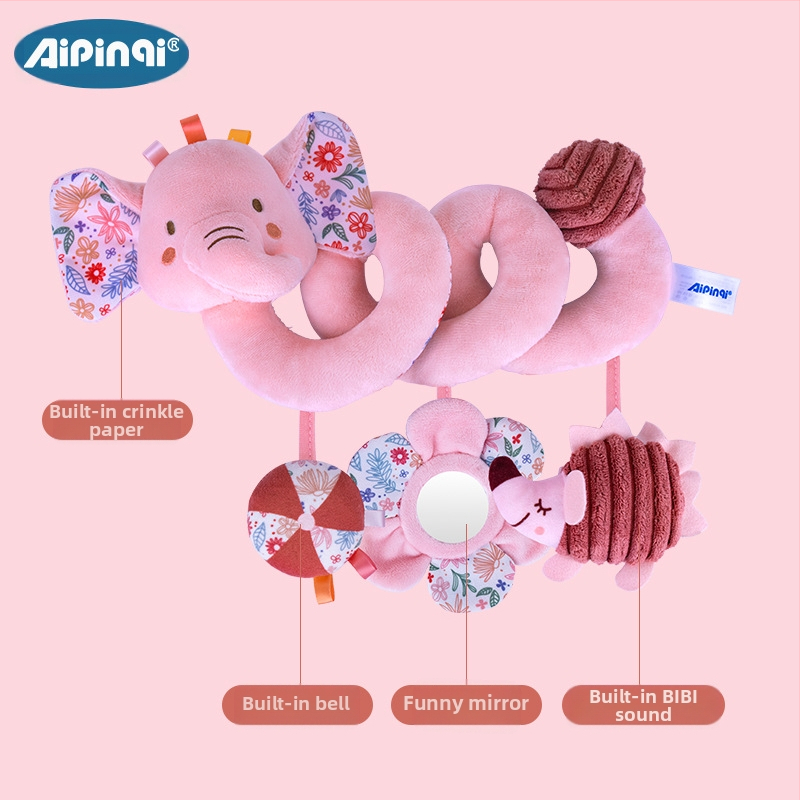 Закачлива плюшена играчка за легло и детска количка – огледало, BB Call, дрънкалка; възраст 0–3 г; модел 24688A